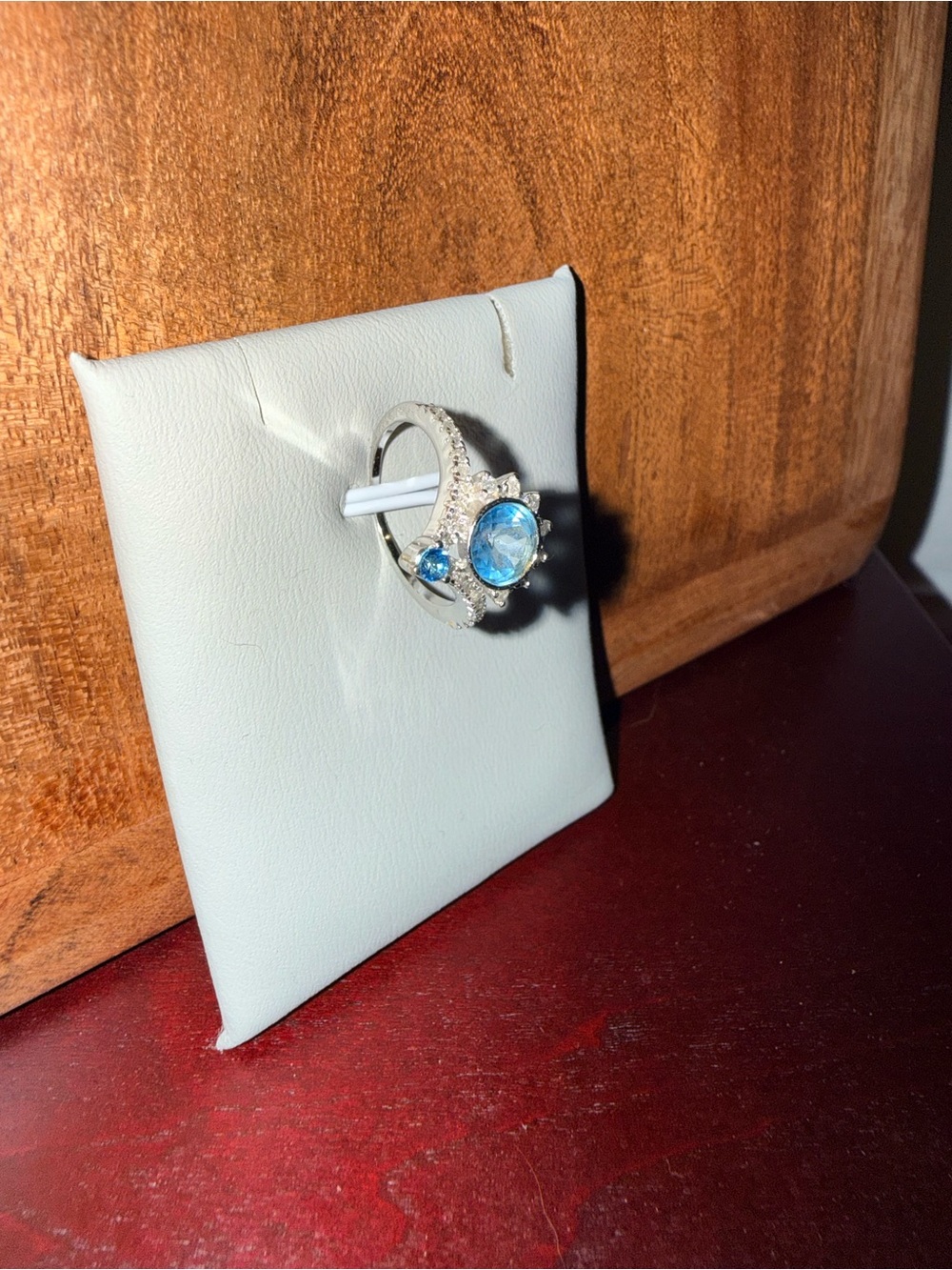 Blue Crystal Halo Ring - Women Jewelry - Picture 2 of 2